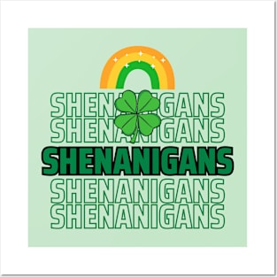 St. Patrick's Day Shenanigans rainbow clover light tees Frit-Tees Posters and Art